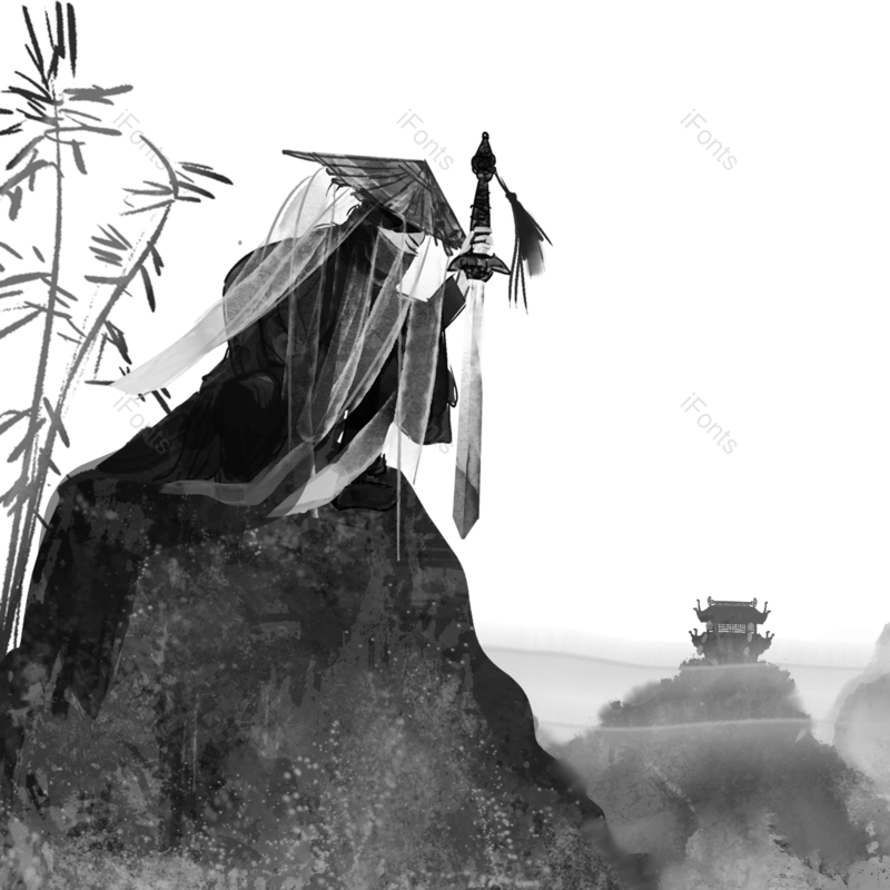 水墨图片,中国风元素,人物PNG,人物素材免抠素材